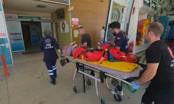 İnegöl'de feci kaza! İşçinin ayağı kırıldı